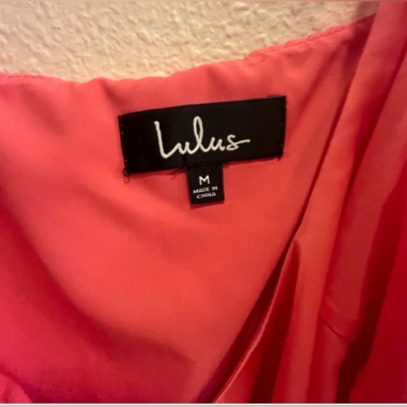 NWT Lulus Lissie Coral Pink Satin Sleeveless Wrap Spaghetti Strap Tank Top - Picture 4 of 7